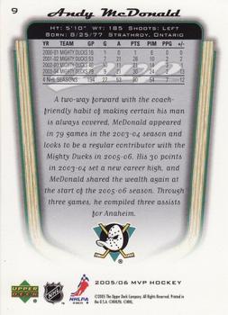 2005-06 Upper Deck MVP #9 Andy McDonald Back