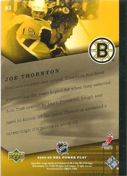 2005-06 Upper Deck Power Play #93 Joe Thornton Back