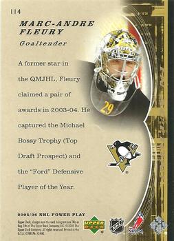 2005-06 Upper Deck Power Play #114 Marc-Andre Fleury Back