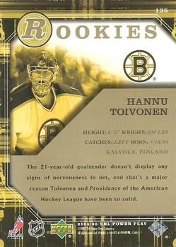 2005-06 Upper Deck Power Play #135 Hannu Toivonen Back