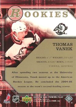 2005-06 Upper Deck Power Play #144 Thomas Vanek Back
