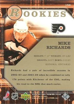 2005-06 Upper Deck Power Play #156 Mike Richards Back