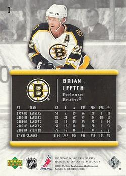 2005-06 Upper Deck Rookie Update #8 Brian Leetch Back