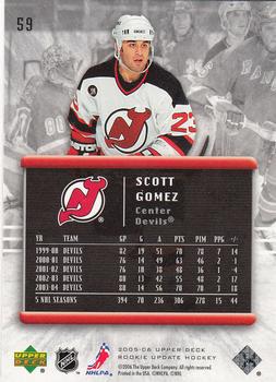 2005-06 Upper Deck Rookie Update #59 Scott Gomez Back