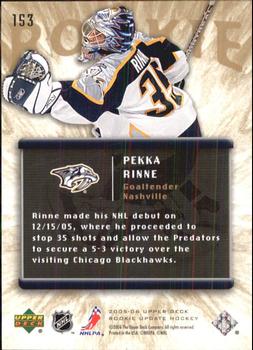 2005-06 Upper Deck Rookie Update #153 Pekka Rinne Back