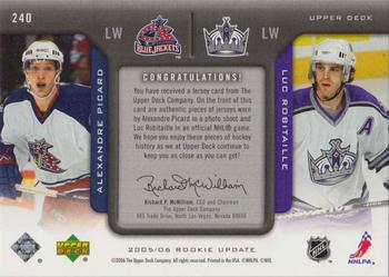 2005-06 Upper Deck Rookie Update #240 Alexandre Picard / Luc Robitaille Back