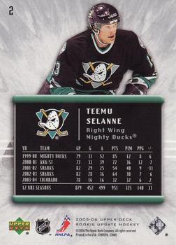 2005-06 Upper Deck Rookie Update #2 Teemu Selanne Back