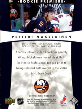 2005-06 Upper Deck Trilogy #200 Petteri Nokelainen Back