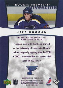 2005-06 Upper Deck Trilogy #217 Jeff Hoggan Back