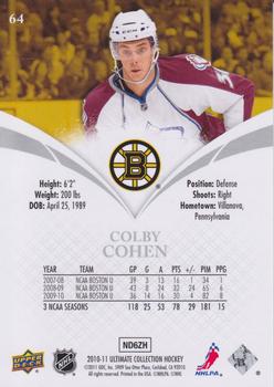 2010-11 Upper Deck Ultimate Collection #64 Colby Cohen Back