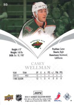 2010-11 Upper Deck Ultimate Collection #80 Casey Wellman Back