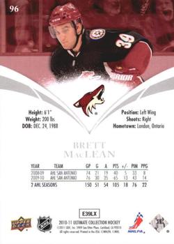 2010-11 Upper Deck Ultimate Collection #96 Brett MacLean Back