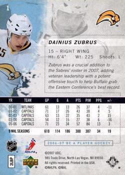2006-07 Be A Player #1 Dainius Zubrus Back