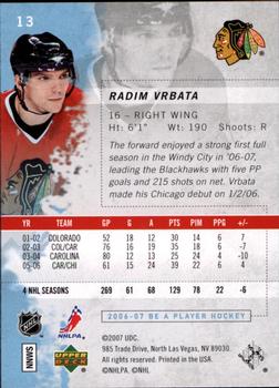 2006-07 Be A Player #13 Radim Vrbata Back