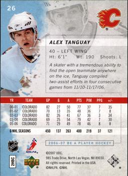 2006-07 Be A Player #26 Alex Tanguay Back