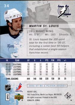 2006-07 Be A Player #34 Martin St. Louis Back