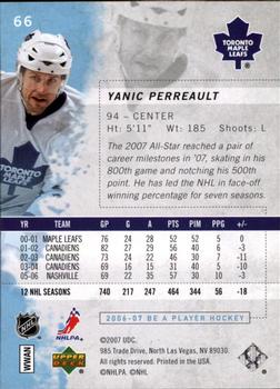 2006-07 Be A Player #66 Yanic Perreault Back
