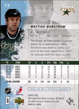 2006-07 Be A Player #73 Mattias Norstrom Back