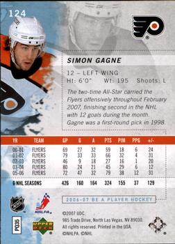 2006-07 Be A Player #124 Simon Gagne Back