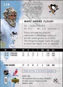 2006-07 Be A Player #128 Marc-Andre Fleury Back