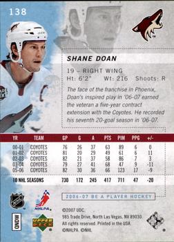 2006-07 Be A Player #138 Shane Doan Back