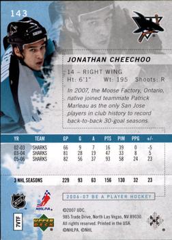 2006-07 Be A Player #143 Jonathan Cheechoo Back