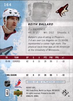 2006-07 Be A Player #164 Keith Ballard Back