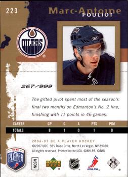 2006-07 Be A Player #223 Marc-Antoine Pouliot Back