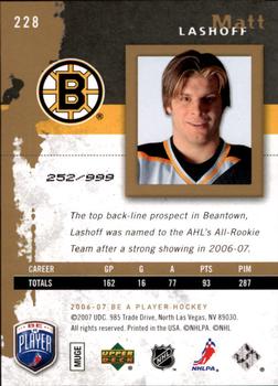 2006-07 Be A Player #228 Matt Lashoff Back