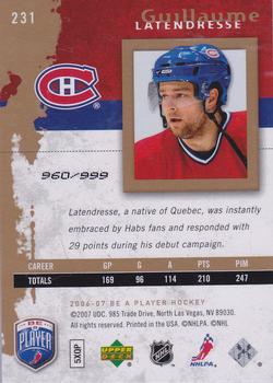 2006-07 Be A Player #231 Guillaume Latendresse Back