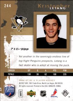 2006-07 Be A Player #244 Kristopher Letang Back