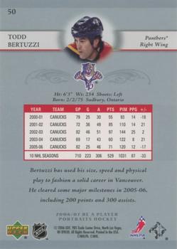 2006-07 Be A Player Portraits #50 Todd Bertuzzi Back