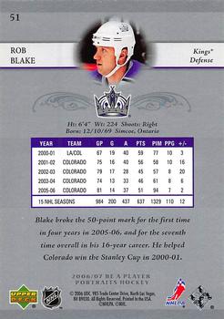 2006-07 Be A Player Portraits #51 Rob Blake Back