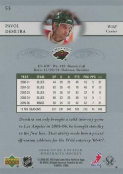 2006-07 Be A Player Portraits #53 Pavol Demitra Back