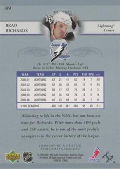 2006-07 Be A Player Portraits #89 Brad Richards Back