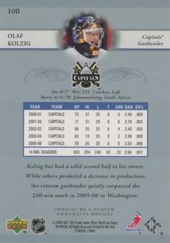 2006-07 Be A Player Portraits #100 Olaf Kolzig Back