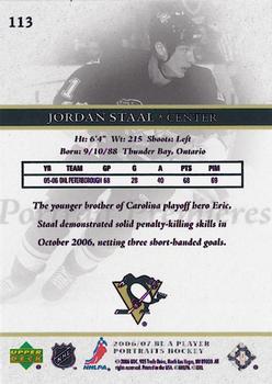 2006-07 Be A Player Portraits #113 Jordan Staal Back