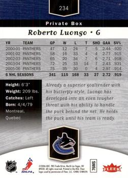 2006-07 Flair Showcase #234 Roberto Luongo Back