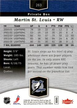 2006-07 Flair Showcase #263 Martin St. Louis Back