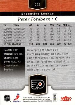2006-07 Flair Showcase #292 Peter Forsberg Back