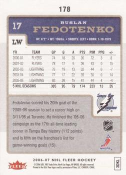 2006-07 Fleer #178 Ruslan Fedotenko Back