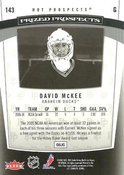 2006-07 Fleer Hot Prospects #143 David McKee Back