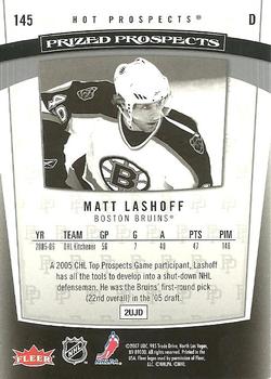2006-07 Fleer Hot Prospects #145 Matt Lashoff Back