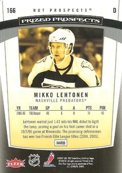 2006-07 Fleer Hot Prospects #166 Mikko Lehtonen Back
