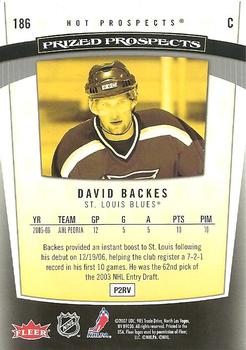 2006-07 Fleer Hot Prospects #186 David Backes Back