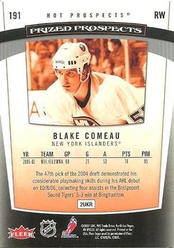 2006-07 Fleer Hot Prospects #191 Blake Comeau Back