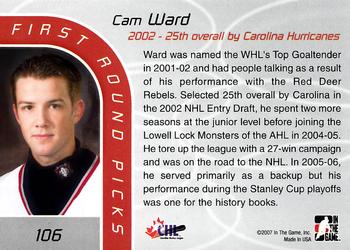 2006-07 In The Game Between The Pipes #106 Cam Ward Back