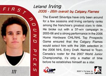 2006-07 In The Game Between The Pipes #111 Leland Irving Back