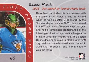 2006-07 In The Game Between The Pipes #116 Tuukka Rask Back