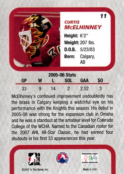 2006-07 In The Game Between The Pipes #11 Curtis McElhinney Back